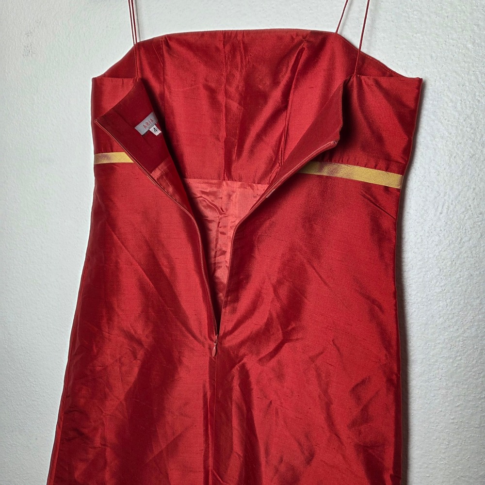 Aria Y2k taffeta red cocktail dress homecoming empire waist womens size 4 - Picture 7 of 12